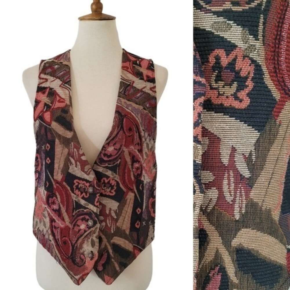 80's‎ Backwood Blues Multi-color Woven Tapestry Vest